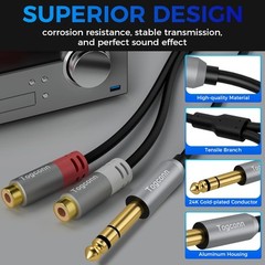 6.35mm to 2RCA Audio Adapter, 1/4 inch Male TRS Stereo Dual RCA 1 Pack
