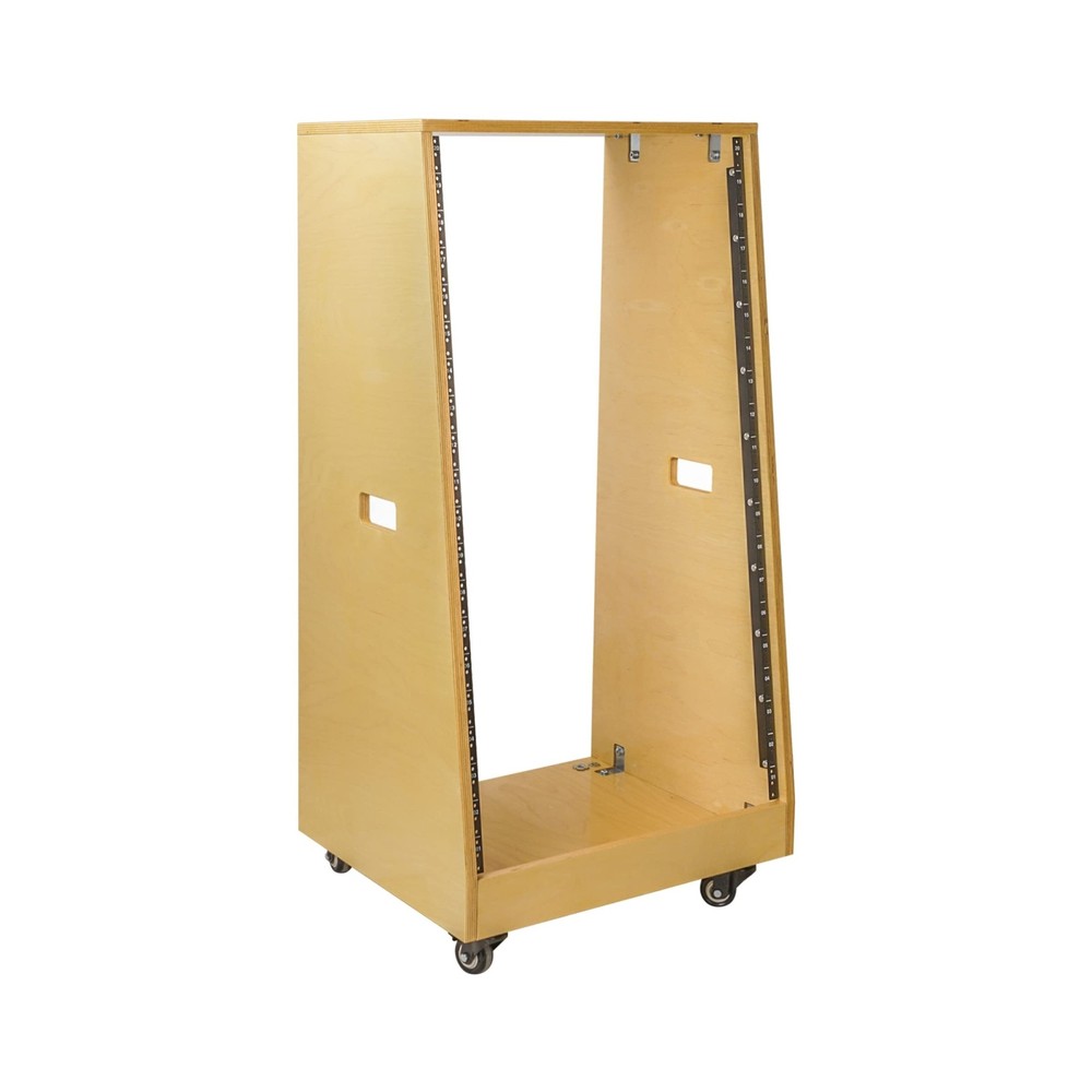 Sound Town DIY Solid Baltic Birch Plywood Slanted 20U Studio Rack, Golden Oak…