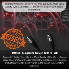 Gearlux XLR Microphone Cable, Fully Balanced, Male to Female, 10 Ft, 2 Pack