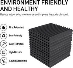 12~96 PACK 12″X12″X1″ Acoustic Foam Panel Wedge Studio Soundproofing Wall Tiles