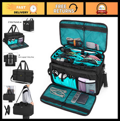 Large Cable File Bag with Padded Bottom, Detachable Dividers, Multiple Pockets f
