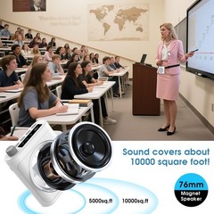 15W Wireless Voice Amplifier with 2 Magnetic Lavalier Mics & Noise White