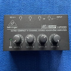 BEHRINGER MicroAMP HA400 4-channel stereo headphone amplifier. Ultra-Compact.