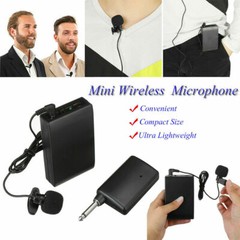 Portable Mic Transmitter Set Mini Wireless Cordless Clip-on Lapel Tie Microphone