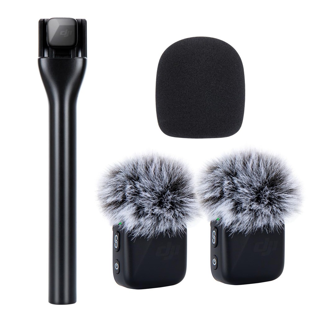 SUNMON Handheld Wireless for DJI Mic Mini with 3 Pop Filter, Black