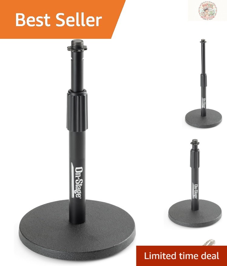 Professional Black Desktop Microphone Stand – Adjustable Height & Compact Design