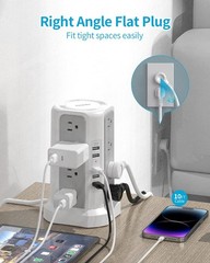 Surge Protector Power Strip Tower with USB Ports, Fararaka 10 FT Extension Co…