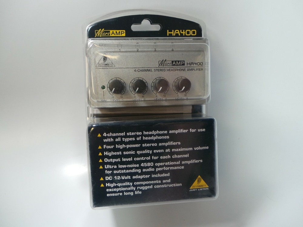 MICROAMP HA400 BEHRINGER ULTRA-COMPACT 4-CHANNEL STEREO HEADPHONE AMPLIFIER