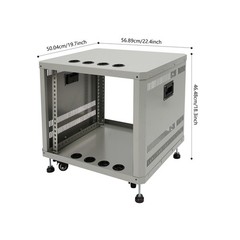 9U Grey Carbon Steel Server Rack Cabinet with Wheels for Studio Office