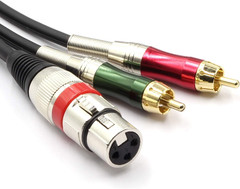 XLR Female to 2 X Phono RCA Plug Adapter Y Splitter Patch Cable, XLR Female 3 Pi