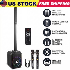 Powered Portable Column Array PA System 3 Tweeter Column Speaker &12“ Subwoofer
