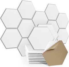 Polyester Acoustic Panels – 12 Pack, Noise Reduction Wall Tiles in White
