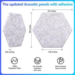 18-Pack Hexagon Acoustic Soundproof Wall Panels – Easy-to-Install, Eco-Friend…