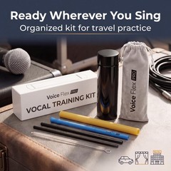 VoiceFlexPro Vocal Trainer for Singing – Portable, Bamboo, Black, Cyan