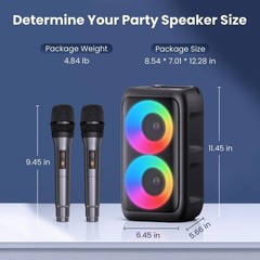 Bluetooth Speaker with 2 Wireless Microphones – Big Party for Black