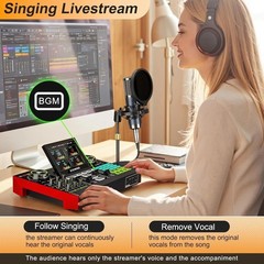 Podcast Equipment Bundle with Live Sound Card Audio Mixer, 3.5mm Condenser Mi…