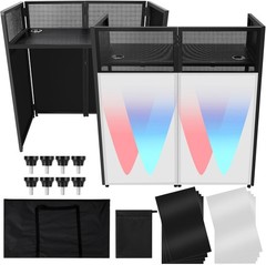 48″x 26″ White+Black DJ Foldable Facade Portable Event Booth Panels w/Carry Bag