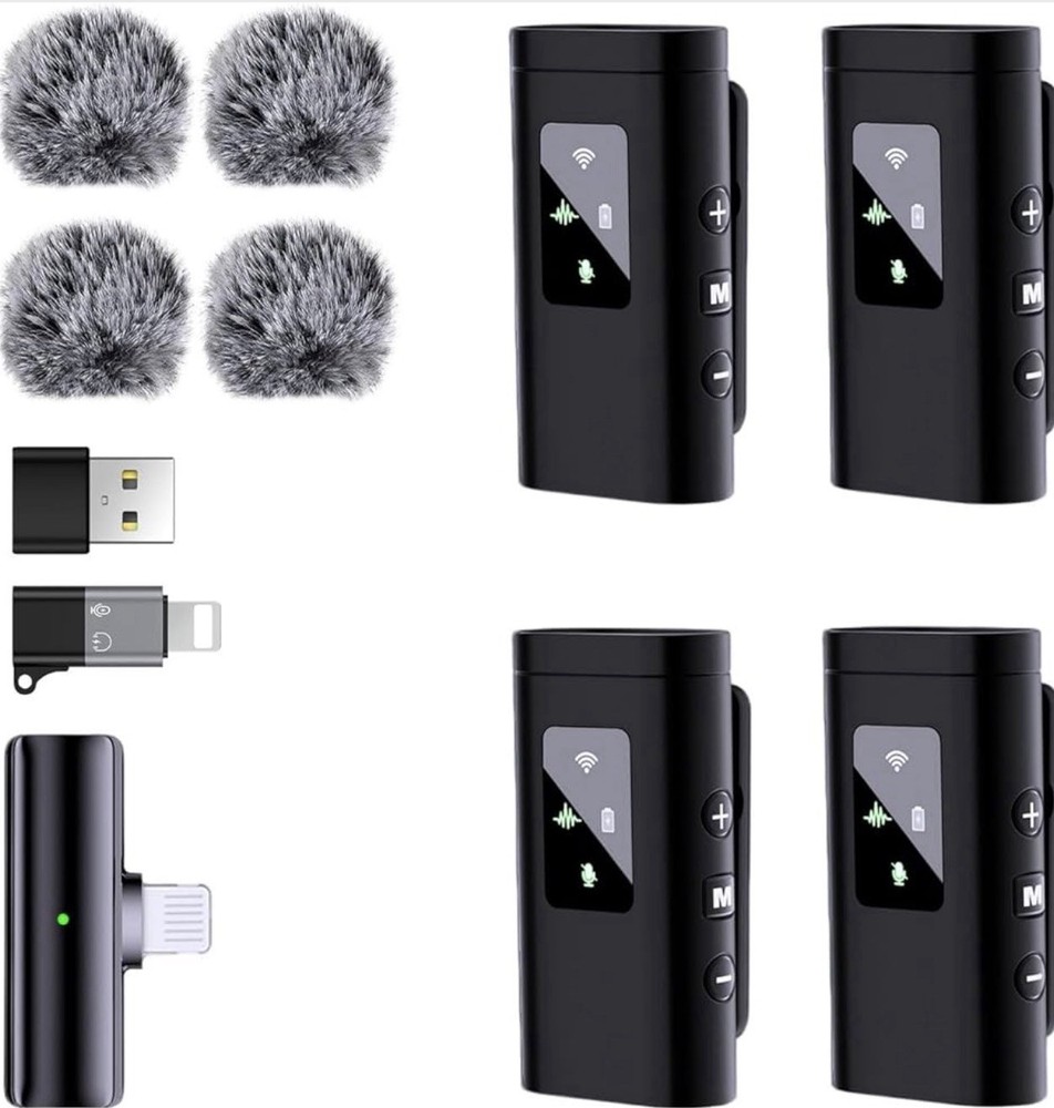 Pro 4 Wireless Lavalier Microphone for iPhone Android Phone Computer, Mini Mic