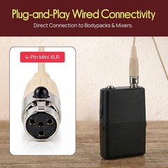 Pyle Pro Dual Over-Ear Headset Microphone Omni-Directional 4-Pin Beige