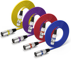6 Pack XLR Microphone Cables 3ft 3 Pin Male to Female Balanced Audio Mixer Speak