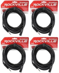 4 Rockville RCXMB30-B Black 30′ Male REAN XLR to 1/4“ TRS Balanced Cables