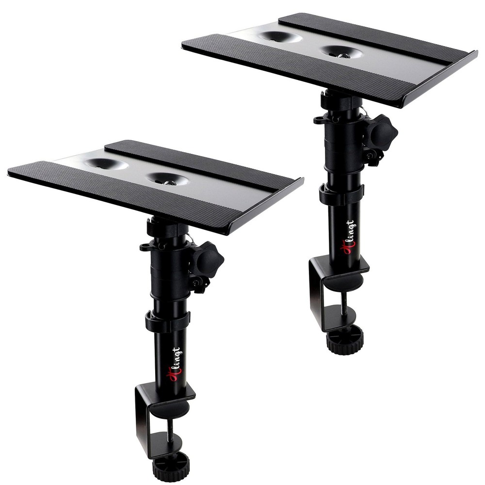 Studio Monitor and Speaker Stand Pair, Clamp-on Desk Speaker Stand, 9.5×9 inc…