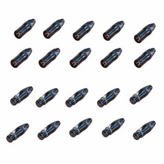 20 Neutrik XLR DMX 3 pin Connectors Black – 10 Male & 10 Female XX-BAG