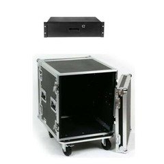 OSP 12 Space AMP 20″ Deep ATA Rack Road Case & 3 Space Rack Drawer w/Lock & Keys
