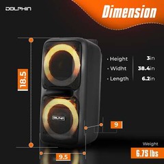 Dolphin Dual 8″ Portable High Power Karaoke Bluetooth Party Speaker Rechargeable