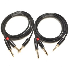 2PC 1/4 TRS Stereo Male to Dual 1/4 TS Male Stereo Breakout Splitter Y Cable