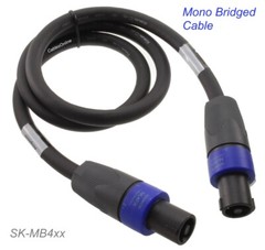 Mono-Bridged Neutrik Speakon 4-Pole Male to Male Cable, (1+/1+ and 2+/1-)