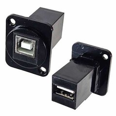 USB 2.0 B to A pass through D type panel mount