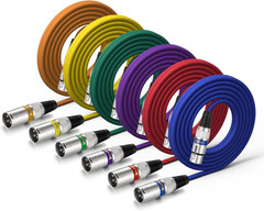 6 Pack XLR Microphone Cables 3ft 3 Pin Male to Female Balanced Audio Mixer Speak