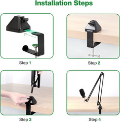 Heavy-Duty Metal Table Mount Clamp, Desk Table Mount C Clamp for Microphone Mic