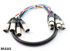 3ft Pro XLR 4-Channel M to F Balanced Audio Snake Cable, CablesOnline XR-S203