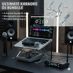 Ultimate Karaoke DJ Bundle – 4-Channel Bluetooth Mixer, Wireless Microphone Set