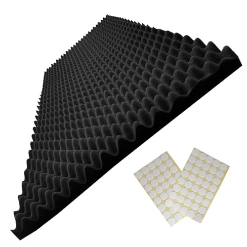 48″X 24″X 2″ Egg Crate Foam Panel, Black Sound Proof Foam Panels, 1 Pack Black