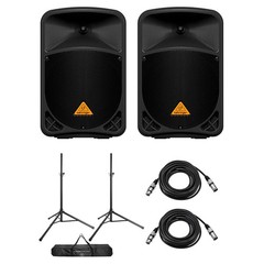 Behringer Eurolive B110D 10″ 300W 2-Way Active PA Powered Speaker, Pair, Bundle