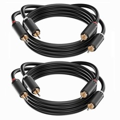 Menewstart 2 Pack RCA Cable，5FT，Black，2 Male to 2 5 FT, White