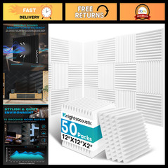 50 Pack Acoustic Foam Panels 2x12x12″ Soundproofing Wall Wedges, Noise Cancellin