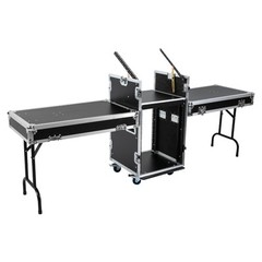 14U PA DJ Rack DJ Cabinet with 2 Table Tops Network Pro Stereo Rack with 4 Wheel