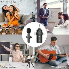 3in1 Wireless Lavalier Microphone For iPhone/Android Mini Lapel Mic Recording US