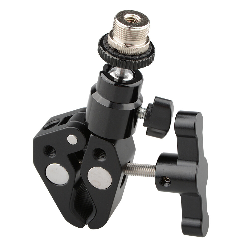 CAMVATE 5/8″-27 Ball Head Microphone Stand Holder with Super Crab Clamp Mount