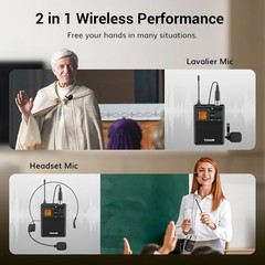 UHF Wireless System for Conferences – 200ft Range, Rechargeable Receiver
