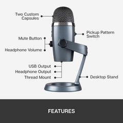 Blue Yeti Nano Premium USB Microphone – Shadow Gray: Cardioids & Omnidirectional
