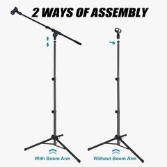 GLEAM Microphone Stand for Light less than 1 LB – Tripod, Black