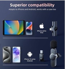 KINGLUCKY 2pc Wireless Microphone 2.4G Noise Cancelling Portable Interview