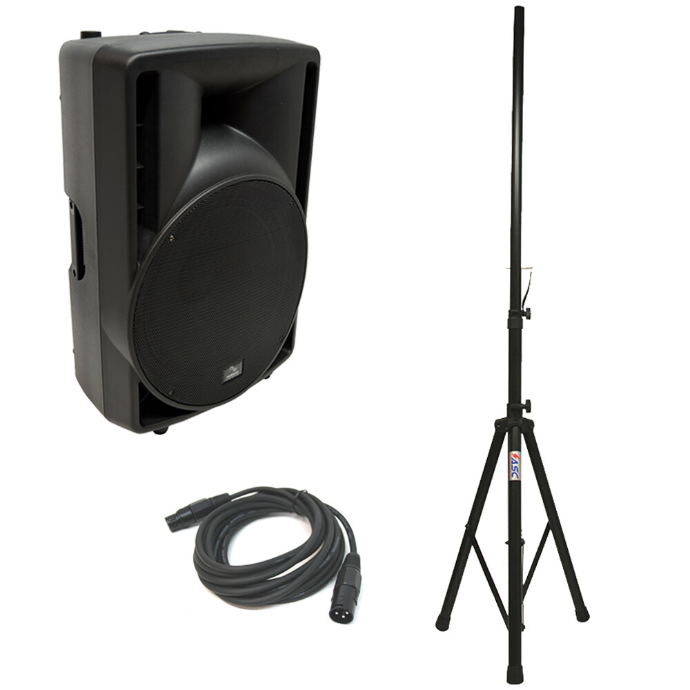 Harmony Audio HA-C15A Pro DJ 15″ Powered 1000W PA Speaker XLR Cable & Stand New