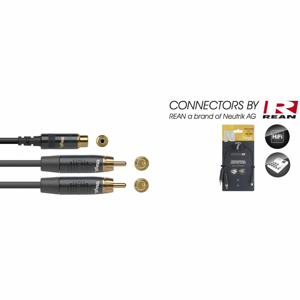 STAGG 10Cm Y-Adapter Cable – RCA Female To 2 X RCA Male