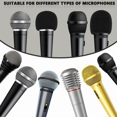 8 Set Microphone Foam Covers – Shakeproof Windscreen, Anti-Rolling Sleeve, Black